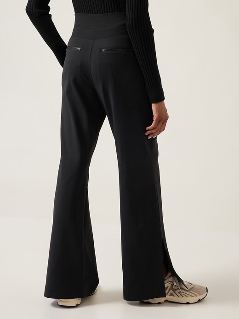 Athleta Venice Flare Pant Large black high rise Athleisure travel pockets casual - Picture 3 of 15